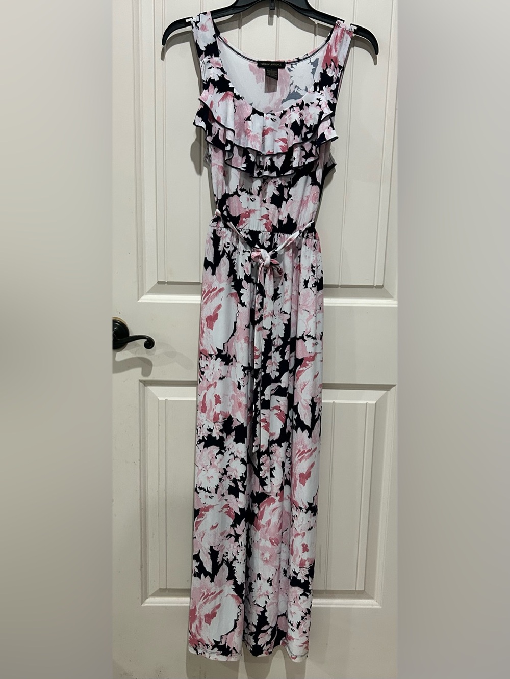 Floral Maxi Dress in Black, Pink & White